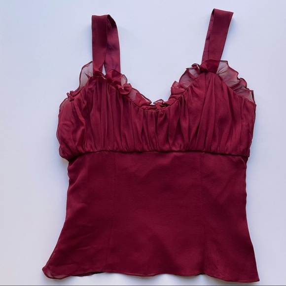 Doris Ruth Tops - Sold💖NWT Burgundy Silk Chiffon Camisole Size 4